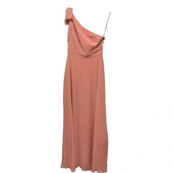 🌹After Six One Shoulder Draped Maxi Dress Desert Rose Pink NWT Size 0🌹 - Picture 1 of 3